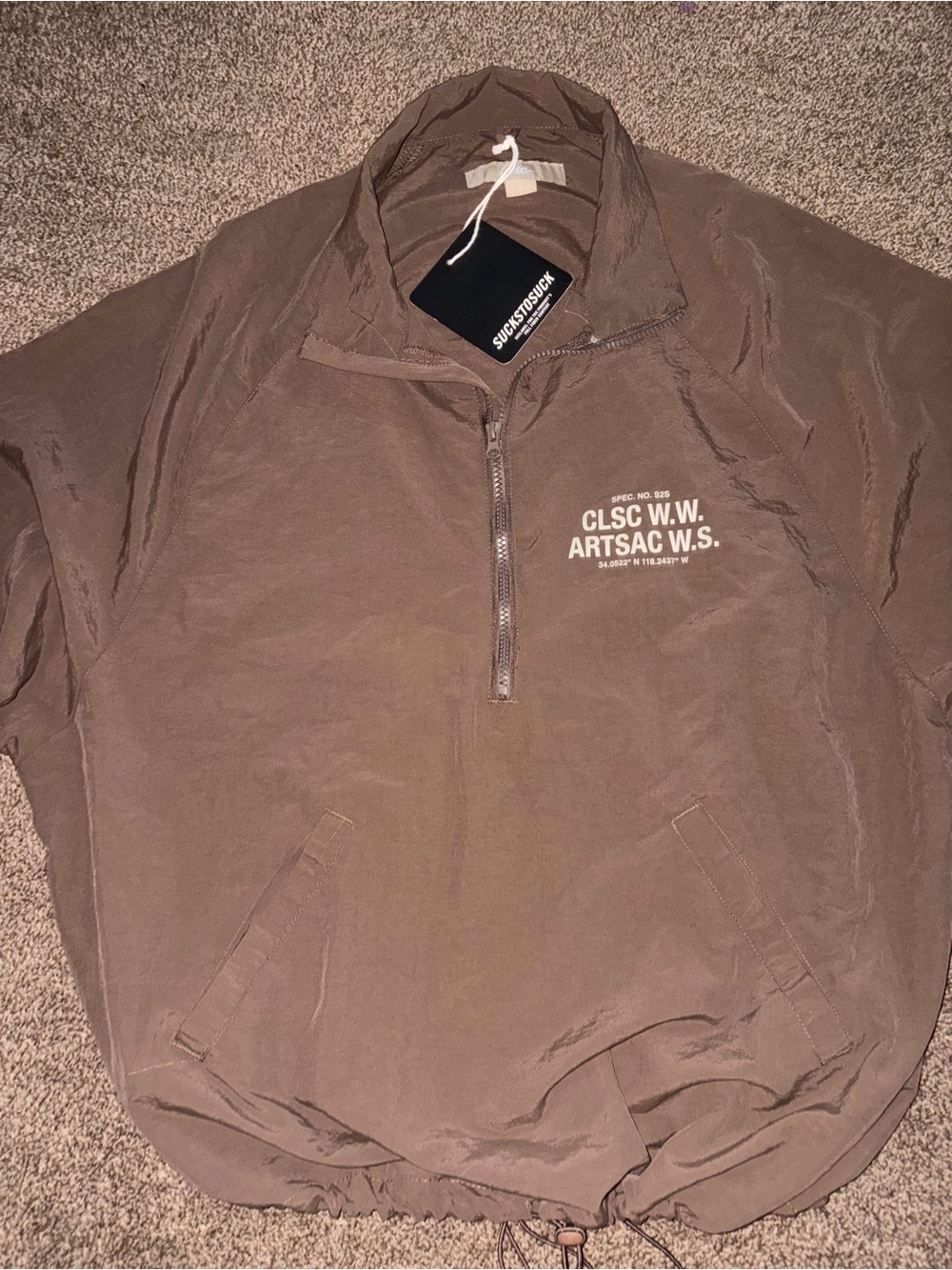 CLSC Life 1/2 Zip Pullover Windbreaker Jacket Mens Sz L Brown Streetwear Skater